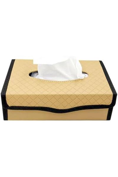 Generic صندوق حامل مناديل السيارة - موزع مناديل قابل للطي تلقائيًا وذو سعة كبيرة