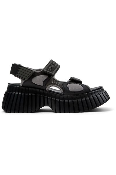 CAMPER Women's Black Everyday High-Platform Sandals with Adjustable Hook And Loop Strap PixBcn