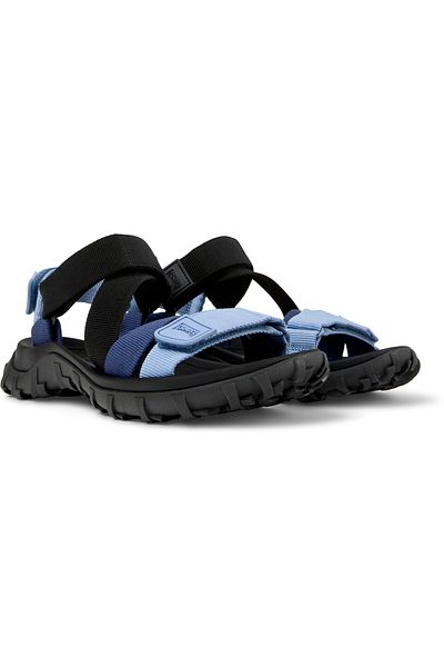 CAMPER Men's Blue Summer Sandal, Adjustable Hook And Loop Strap, Open Toe, Comfortable Sole Drift Trail