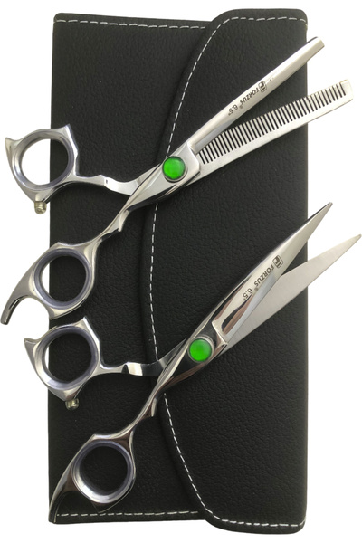 FORZUS Profesyonel Berber Kuaför Saç Kesim Makas Seti 6.5 Inc 2'li Deri Çanta...