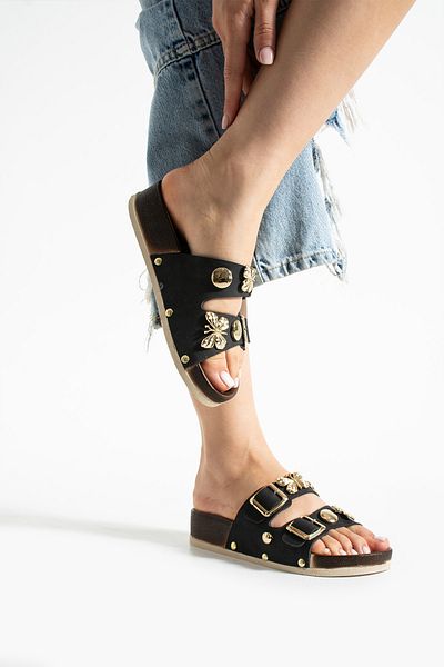 ALTUVATEKS Stylish and Comfortable Women's Slippers Stone Double Buckle Comfortable Sole Summer Slippers