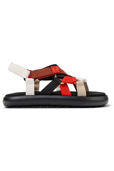 CAMPER Women's Red Color Block Sandals With Hook And Loop Straps For Everyday Comfort Twins