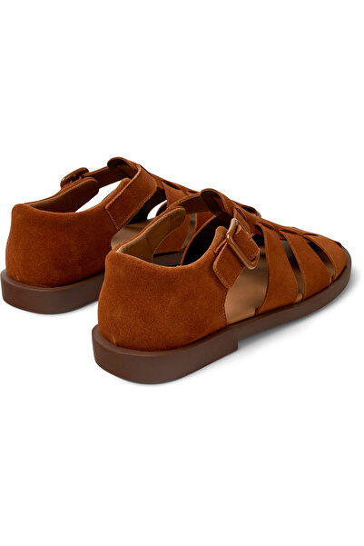 CAMPER Men's Brown Genuine Leather Sandals with Hook And Loop Straps & Non-Slip Sole for Daily Wear Don