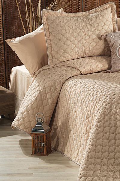 Bonny Home Melody Cappuccino Silk Woven Soft and Luxurious Feel Double Bedspread