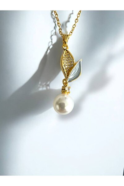 Herşey Nota قلادة نسائية من اللؤلؤ موديل ستون فلور - 55 سم ستانلس ستيل، تصميم...