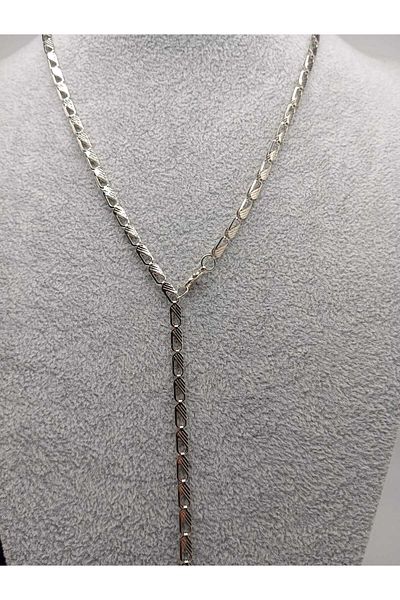 Ralp Moda Cornered Silver Color Chain ​​Y Necklace