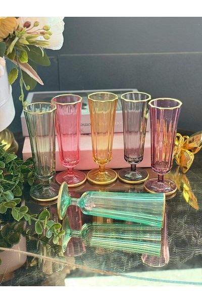 hinezahome Set of 6 Glass Coffee Side Water Glass Flute Glasses