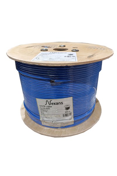 Generic Brand NEX1611TB5، أزرق، CAT6، 500M، 23AWG (0.58 مم)، UTP، 100% نحاس، LSZH خالي من الهالوجين، بكرة، كابل