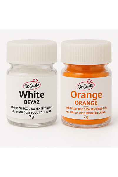 Dr. Gusto Yağ Bazlı Toz Gıda Boyası Beyaz ve Turuncu 7 gr
