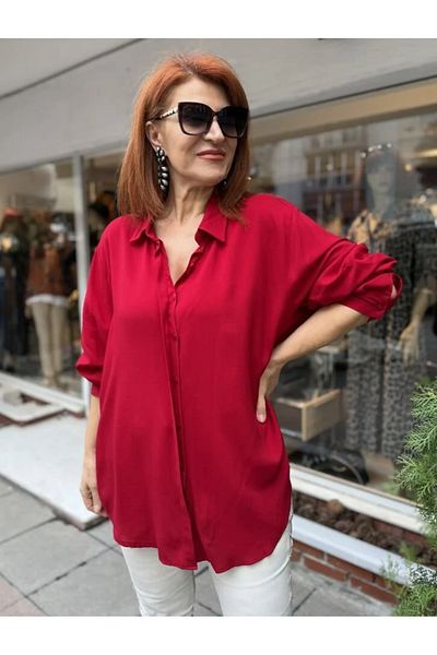 DenizEge Cămașă E-Viscose Roșu Claret
