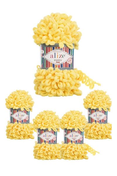 Alize Puffy fine 5 pcs of original Turkish Aliza puffy fine wool yarn small loops