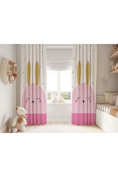 Şen Dekorasyon Rabbit Silhouette Children's Background Curtain