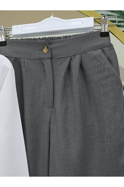Modamorfo Tie Front Vest Trousers Double Set - Anthracite