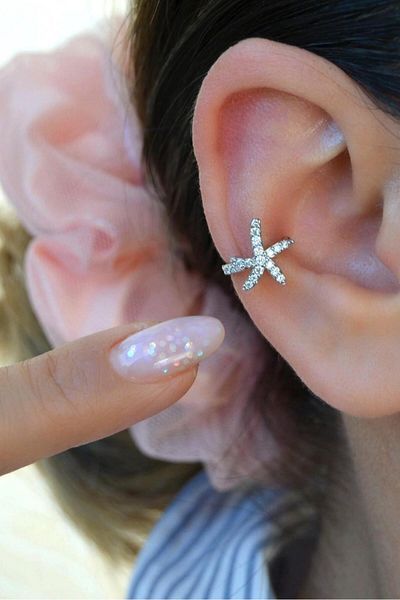 Sacce Scarves&Accessories Zircon Stone Earcuff Compression Cartilage Earring with Starfish Figure