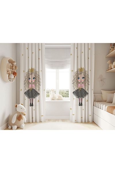 Şen Dekorasyon Curly Hair Girl Children's Background Curtain