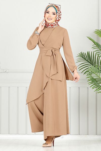 ModaMerve Σετ Hijab Asymmetric Cut 4743ZNK903-M Dark Mink