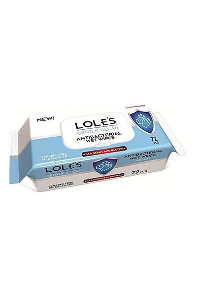 Lole's Gentle Clean Antibacterial Wet Wipes, Pack of 2 x 72 Wipes