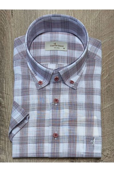 Daniel Bessi Classic Cut 100% Cotton Short Sleeve Men's Shirt with Pockets