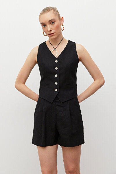 urban focus Linen Shorts with Elastic Waist