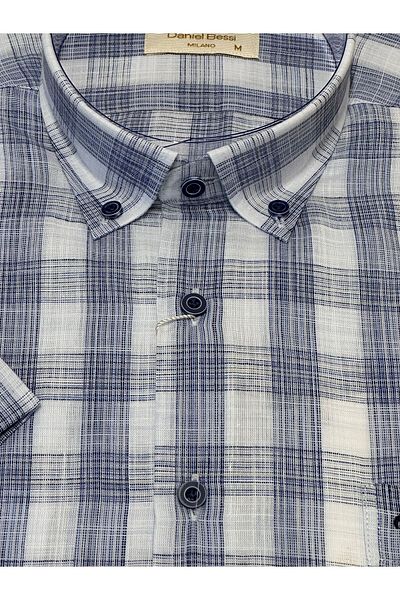 Daniel Bessi Classic Cut 100% Cotton Short Sleeve Men's Shirt with Pockets