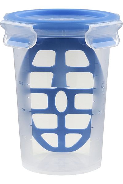 emsa Clip & Close Mixing Jar 0.5L – Transparent/Blue, BPA-Free, Leak-Proof (508555)