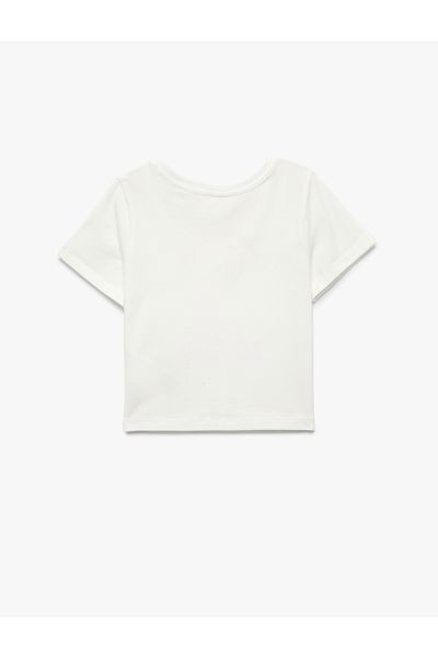 Koton Tweety Licensed Short Sleeve Crew Neck Cotton Printed Crop T-Shirt