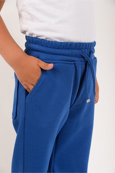 KİDSPİTİRCİK Saks Blue Jogger Pants Lakos Fabric with Side Pockets - Elastic Waist - Laces