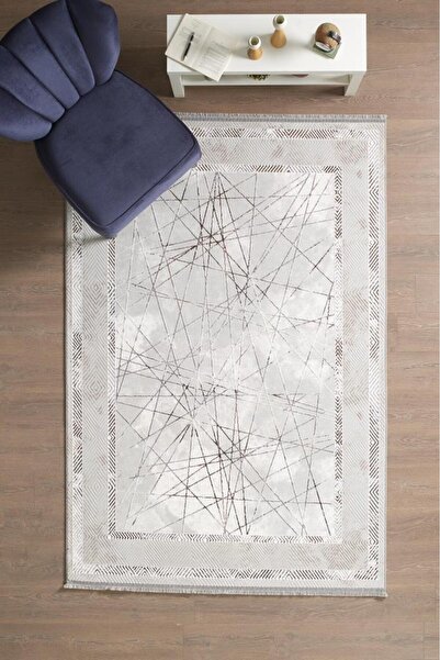 Red Halı Modern ve Şık Tasarımlı Saçaklı Bej Pamuk Halı Salon Oturma Odası Yo...