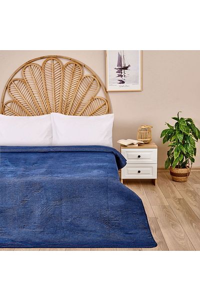 MATMEL Moza Cotton Double Blanket - Navy Blue - 200X220 cm