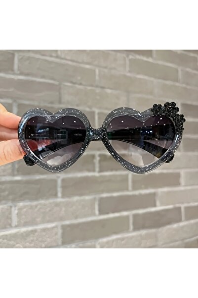 GlassySKY قطعة واحدة من نظارات شمسية على شكل قلب للأطفال، إكسسوار صور للسفر وحفلات العطلات هدية عيد ميلاد