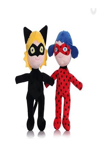 rexa Sinnvoll 2pcs Cute Ladybug & Cat Noir Plush Toy Set – 30 cm Anime Stuffed Dolls