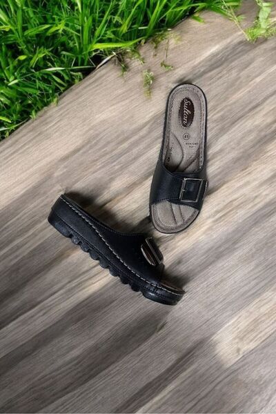 Fitbas 392992 014 Γυναικείες μαύρες παντόφλες μεγάλου μεγέθους