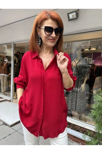 DenizEge Cămașă E-Viscose Roșu Claret