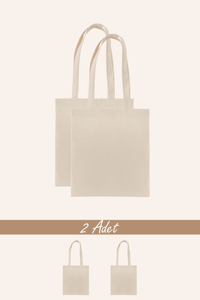 Butik Baskısız Ham Bez Çanta %100 Pamuk | 35x40 Cm | 140 Gr/m² | Doğal Renk Punch Çanta | 2 Adet