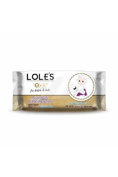 Lole's Flushable Cleaning Wipes for Babies & Kids – Plant-Based, 0% Fragrance – Pack of 1 x 48 Wipes