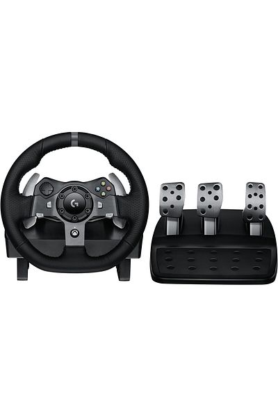 logitech عجلة سباق ودواسات أرضية من لوجيتك G920 درايفنج فورس - أسود - إصدار المملكة العربية السعودية