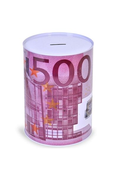 OEM Decorative metal piggy bank with 500 euro print, Multicolor, 15x21 cm