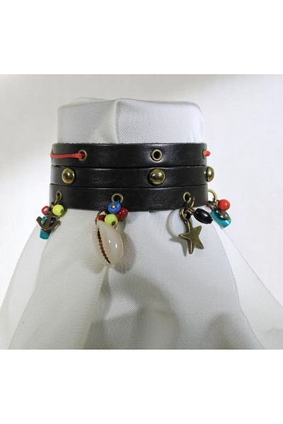 DEHNA Kokoş Leather Bracelet |   Handmade |   Ethnic Design |   Sea Shell |   Adjustable |   Red