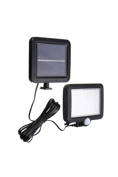 OEM Lampa solara de exterior cu senzor de miscare, 56 LED-uri, Cablu 5 m, IP65, Montare perete, Negru