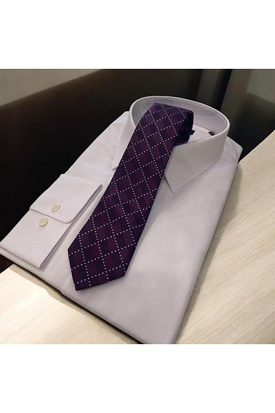 Sarar Plaid Pattern Plum Tie