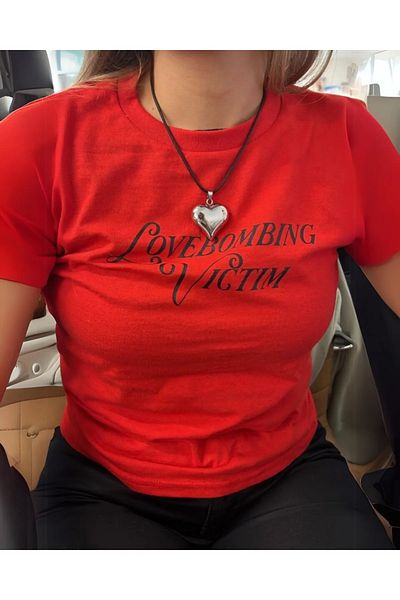 1blood Love Bombing Printed Red Crop Blouse