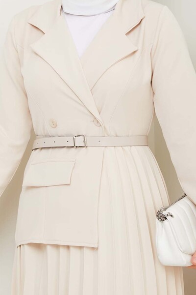 benguen Πλισέ Φόρεμα Πέτρα Χρώμα 4747