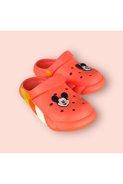 AkınalBella Boy's Orange Light Sole Sticker Closed Front Soft Sole Slippers Sandals