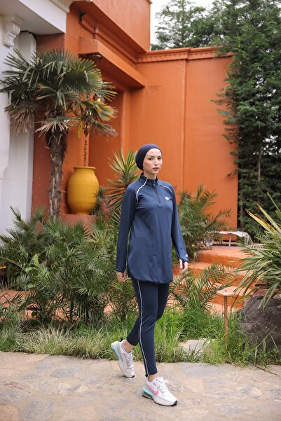 Ryzi Moda Γυναικεία Αθλητική Φόρμα Hijab Σετ με φερμουάρ Διπλό Σετ