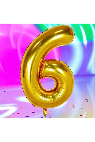 Kuzey Gold 6 Number Foil Balloon Suitable for Helium Gasina of Flying Balloon High Quality 1 Meter Gold 6 Number Balloon