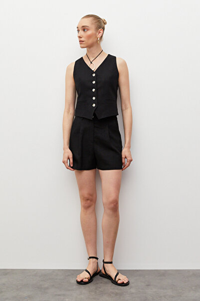 urban focus Linen Shorts with Elastic Waist