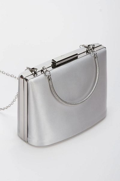 Famels Silver Satin Evening Dress Bag Bucket Model Evening Dress Bag for Wedding and Special Moments Sleeve and Hand Bag