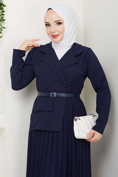 benguen Πλισέ Φόρεμα Navy Blue 4747