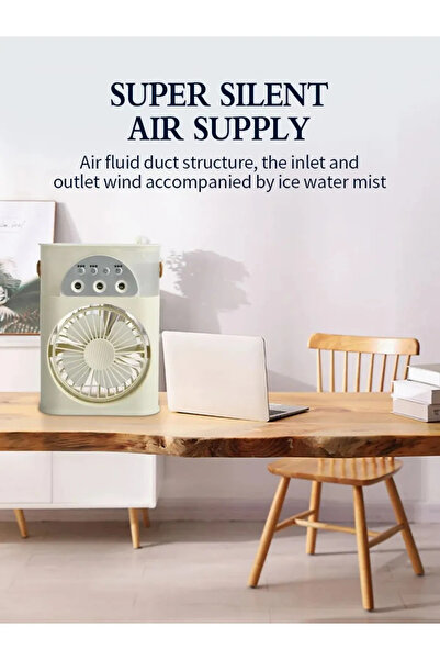 ERCTECH Kamp Çadır İçin Mini Su Hazneli Buhar Püskürtmeli Şarjlı Ledli Soğutucu Vantilatör Fan