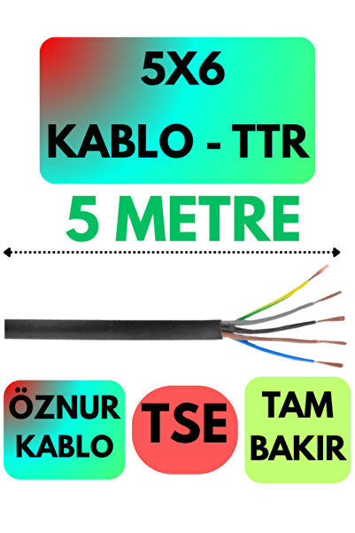 Avarson Öznur 5X6 TTR Kablo (Siyah) Metre Seçenekli 5 METRE